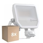 Confezione Multipack 8x Ledvance Proiettore LED Aluminium Bianca 41W 5500lm 100D - 830 Luce Calda -  | IP65 - Sensore Di Movimento E Luce - Simmetrico
